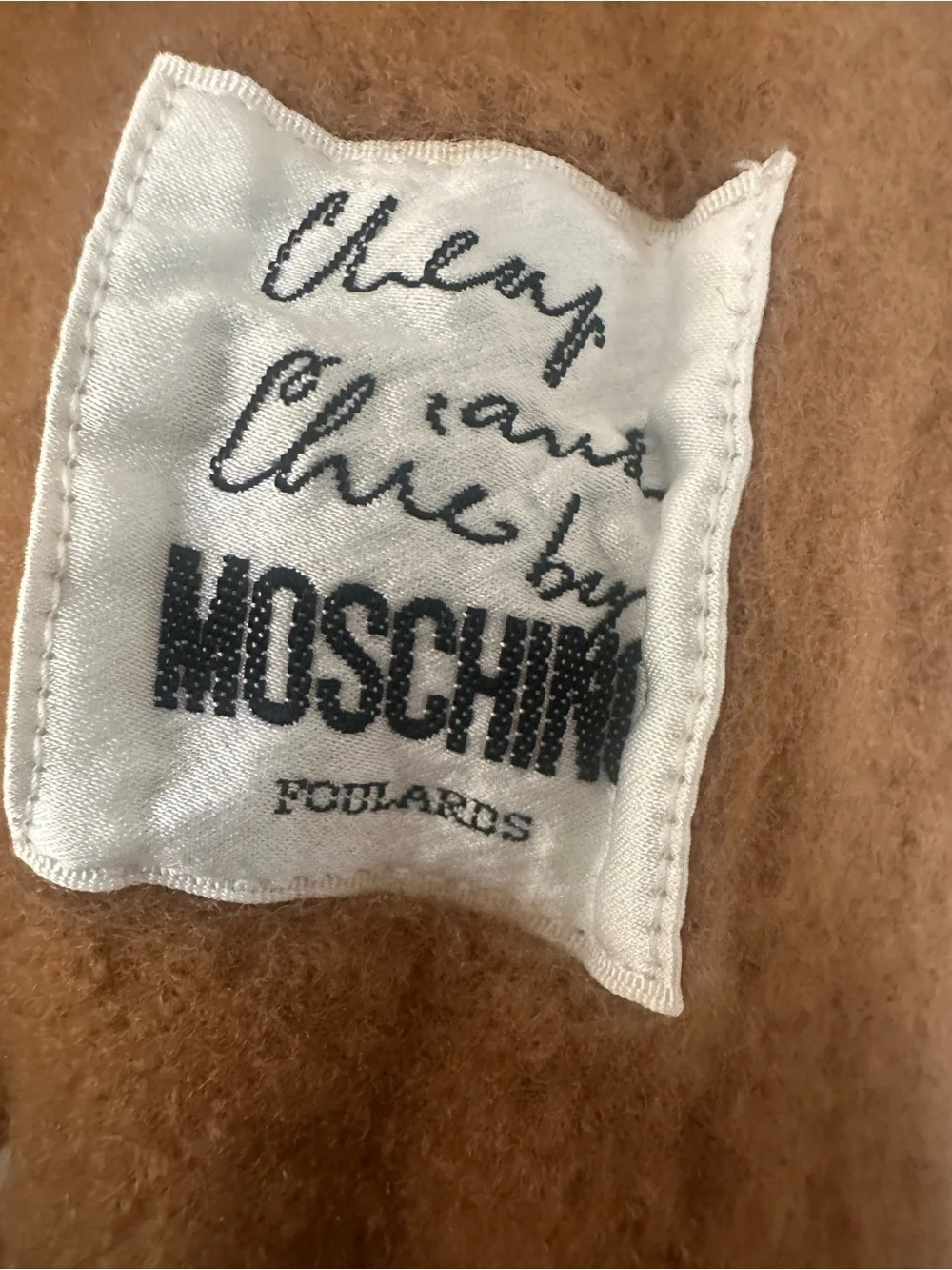 Moschino Camel Brown Fringe Scarf unisex